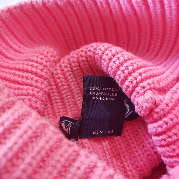 Lands End Womens Pink Ribbed Cotton Turtleneck Sweater Size 6 Preppy Coastal - Picture 5 of 6